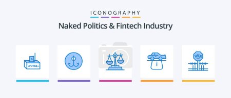 Illustration for Naked Politics And Fintech Industry Blue 5 Icon Pack Including comfort. car. sport. authority. baluance. Creative Icons Design - Royalty Free Image