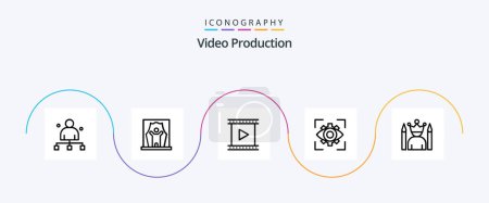 Ilustración de Video Production Line 5 Icon Pack Including imagination. eyesight. film artist. production. film - Imagen libre de derechos