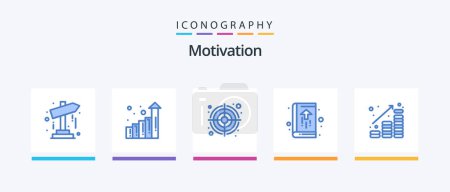 Illustration for Motivation Blue 5 Icon Pack Including finance. coins. goal. notebook. business. Creative Icons Design - Royalty Free Image