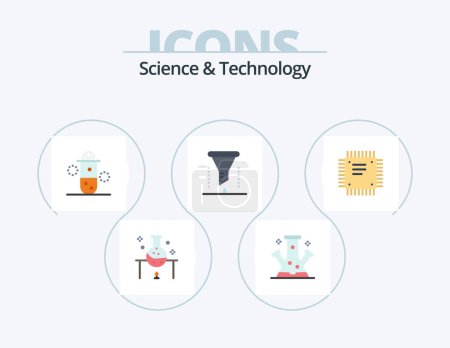 Illustration for Science And Technology Flat Icon Pack 5 Icon Design. chemical laboratory. chemical analysis. science. thermal energy. radioactivity - Royalty Free Image