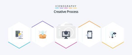 Téléchargez les illustrations : Creative Process 25 Flat icon pack including idea. process. interface. creative. process - en licence libre de droit