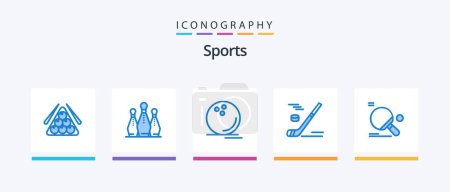 Illustration for Sports Blue 5 Icon Pack Including winter. hockey. pins. watchkit. sport. Creative Icons Design - Royalty Free Image