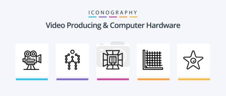 Illustration for Video Producing And Computer Hardware Line 5 Icon Pack Including editing. cut. box. clip. professional. Creative Icons Design - Royalty Free Image