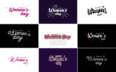 Téléchargez les illustrations : International Women's Day vector hand-written typography background - en licence libre de droit