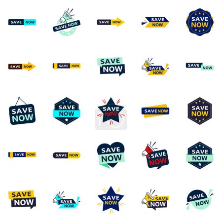 Ilustración de 25 Professional Typographic Elements for a polished savings message Save Now - Imagen libre de derechos