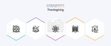Illustration for Thanksgiving 25 Line icon pack including nature. wheat. thanksgiving. thanksgiving. bottle - Royalty Free Image