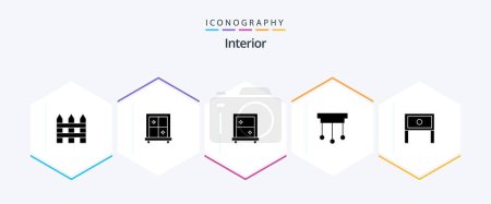 Ilustración de Interior 25 Glyph icon pack including table. household. mirror. home. interior - Imagen libre de derechos