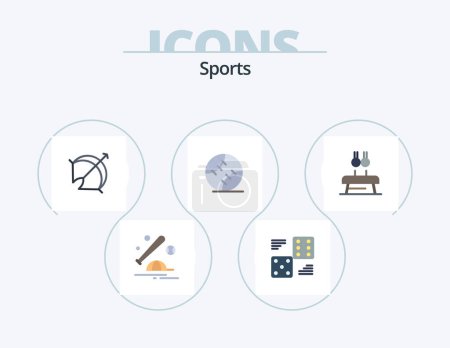 Téléchargez les illustrations : Sports Flat Icon Pack 5 Icon Design. sport. ball. six. sport. target - en licence libre de droit