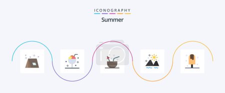 Illustration for Summer Flat 5 Icon Pack Including outdoor. landscape. ice. tropical. fruit - Royalty Free Image