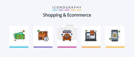Téléchargez les illustrations : Shopping And Ecommerce Line Filled 5 Icon Pack Including gamepad. wireless. space. joystick. add. Creative Icons Design - en licence libre de droit