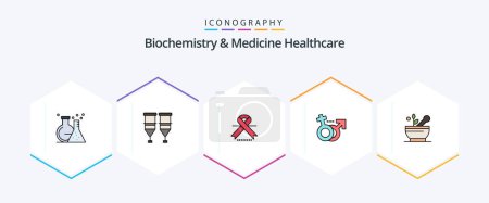 Illustration for Biochemistry And Medicine Healthcare 25 FilledLine icon pack including medical. female. transfusion. male. medical - Royalty Free Image