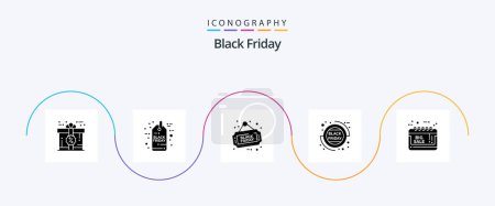 Ilustración de Black Friday Glyph 5 Icon Pack Including big sale. sale. sign. percentage. sale discount - Imagen libre de derechos