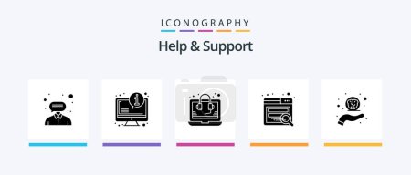 Ilustración de Help And Support Glyph 5 Icon Pack Including neuro care. hand. consulting. website. search. Creative Icons Design - Imagen libre de derechos