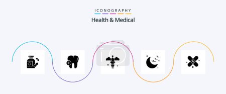 Ilustración de Health And Medical Glyph 5 Icon Pack Including . plaster. medical sign. medical. sign - Imagen libre de derechos