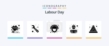 Illustration for Labour Day Glyph 5 Icon Pack Including traffic cone. danger. line. cone. worker. Creative Icons Design - Royalty Free Image