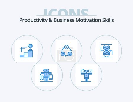 Ilustración de Productivity And Business Motivation Skills Blue Icon Pack 5 Icon Design. . effective. daily. control. realization - Imagen libre de derechos