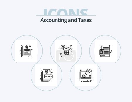 Illustration for Taxes Line Icon Pack 5 Icon Design. buy. revenue. chart. payment. finance - Royalty Free Image