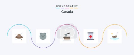 Téléchargez les illustrations : Canada Flat 5 Icon Pack Including river. canoes. timber. boat. canada - en licence libre de droit