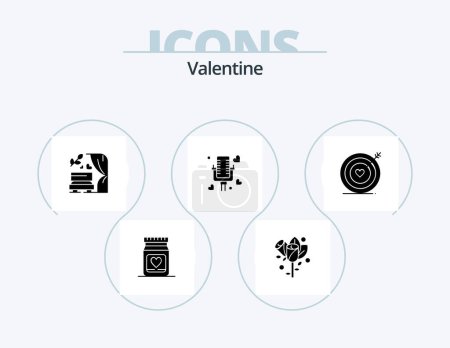 Ilustración de Valentine Glyph Icon Pack 5 Icon Design. love. love. flower. day. valentine - Imagen libre de derechos