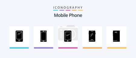 Illustration for Mobile Phone Glyph 5 Icon Pack Including . camera.. Creative Icons Design - Royalty Free Image