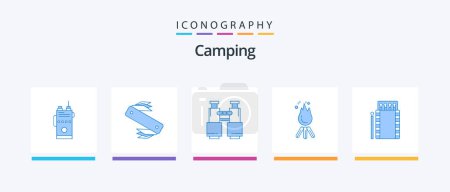 Téléchargez les illustrations : Camping Blue 5 Icon Pack Including fire. camping. camping. explore. find. Creative Icons Design - en licence libre de droit