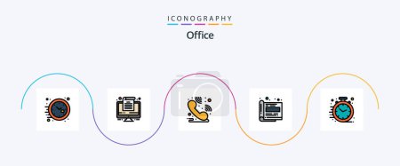 Ilustración de Office Line Filled Flat 5 Icon Pack Including office. business. helpdesk. fast. office - Imagen libre de derechos