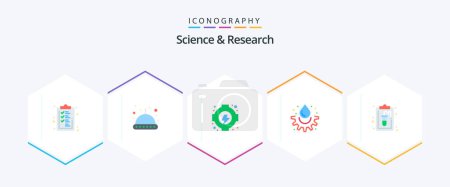 Illustration for Science 25 Flat icon pack including lab. document. gear. clipboard. drop - Royalty Free Image