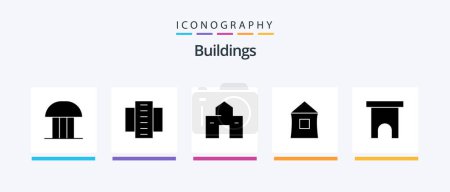 Ilustración de Buildings Glyph 5 Icon Pack Including marketplace. building. flats. shack. house. Creative Icons Design - Imagen libre de derechos