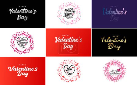 Illustration for Happy Valentine's Day banner template with a romantic theme and a pink and red color scheme - Royalty Free Image