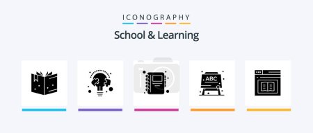Ilustración de School And Learning Glyph 5 Icon Pack Including education. diploma. education. book. education. Creative Icons Design - Imagen libre de derechos