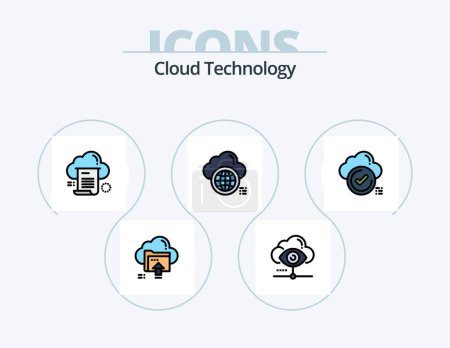 Ilustración de Cloud Technology Line Filled Icon Pack 5 Icon Design. view. eye. cloud. data. mouse - Imagen libre de derechos