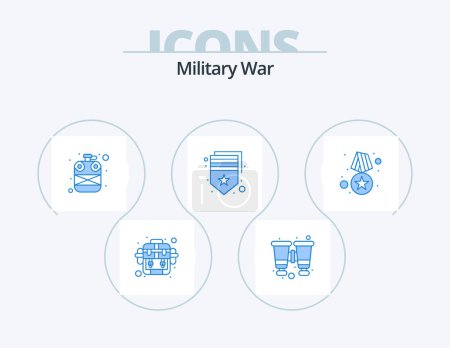 Ilustración de Military War Blue Icon Pack 5 Icon Design. badge. military. army. chevron. arm - Imagen libre de derechos