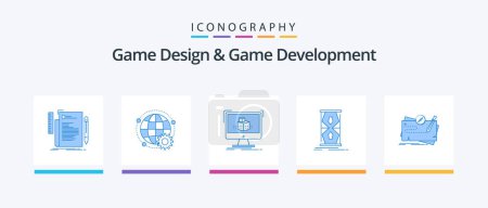 Illustration for Game Design And Game Development Blue 5 Icon Pack Including early. access. globe. sketch. dimensional. Creative Icons Design - Royalty Free Image