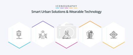 Photo for Smart Urban Solutions And Wearable Technology 25 Line icon pack including technology. building. human. safety. volcano - Royalty Free Image