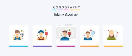 Illustration for Male Avatar Flat 5 Icon Pack Including man. avatar. man. fencing. clown. Creative Icons Design - Royalty Free Image
