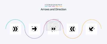 Illustration for Arrow Glyph 5 Icon Pack Including . right. left. arrow - Royalty Free Image