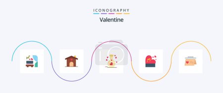 Téléchargez les illustrations : Valentine Flat 5 Icon Pack Including love. love. home. day. valentine - en licence libre de droit
