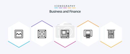 Illustration for Finance 25 Line icon pack including . money. - Royalty Free Image