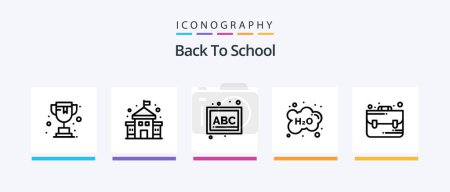 Téléchargez les illustrations : Back To School Line 5 Icon Pack Including . lab. drawing tools. school. education. Creative Icons Design - en licence libre de droit