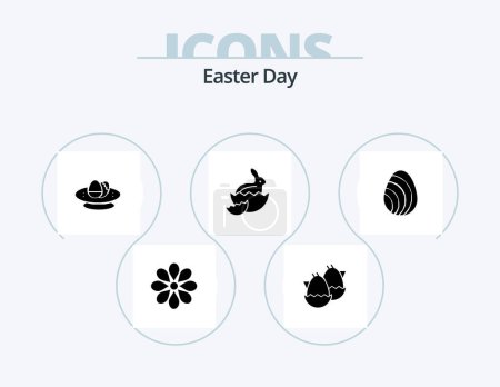 Ilustración de Easter Glyph Icon Pack 5 Icon Design. nature. easter. nature. robbit. egg - Imagen libre de derechos