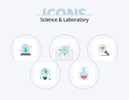 Téléchargez les illustrations : Science Flat Icon Pack 5 Icon Design. . science. growth. molecule. science - en licence libre de droit