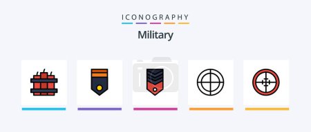 Illustration for Military Line Filled 5 Icon Pack Including military. bulls eye. rank. soldier. military. Creative Icons Design - Royalty Free Image