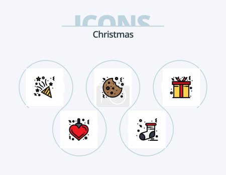Illustration for Christmas Line Filled Icon Pack 5 Icon Design. beverage. face masks. hd. comedy. stereo - Royalty Free Image