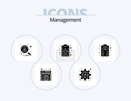 Illustration for Management Glyph Icon Pack 5 Icon Design. business plan. diagram. puzzle. chart. recruitment - Royalty Free Image