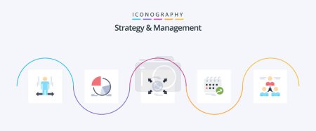 Ilustración de Strategy And Management Flat 5 Icon Pack Including schedule. calendar. analytics. appointment. direction - Imagen libre de derechos