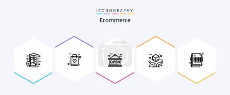 Illustration for Ecommerce 25 Line icon pack including cheaque. package. faq. insurance. delivery - Royalty Free Image