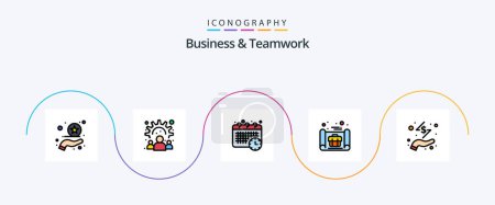 Illustration for Business And Teamwork Line Filled Flat 5 Icon Pack Including hand. business. schedule. plan. business plan - Royalty Free Image