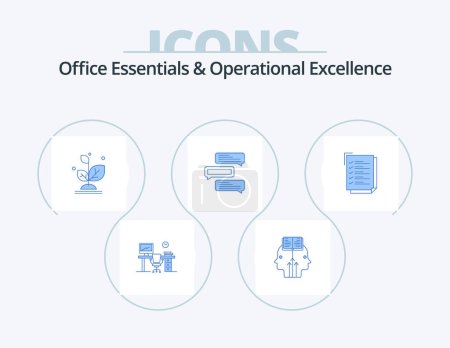 Illustration for Office Essentials And Operational Exellence Blue Icon Pack 5 Icon Design. talks. comments. man. bubbles. success - Royalty Free Image