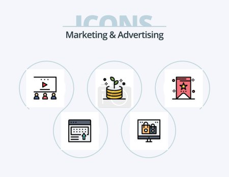 Illustration for Marketing And Advertising Line Filled Icon Pack 5 Icon Design. marketing. announcement. online. advertising. marketing - Royalty Free Image