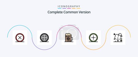 Illustration for Complete Common Version Line Filled Flat 5 Icon Pack Including create. add. shirt. glass. beverage - Royalty Free Image